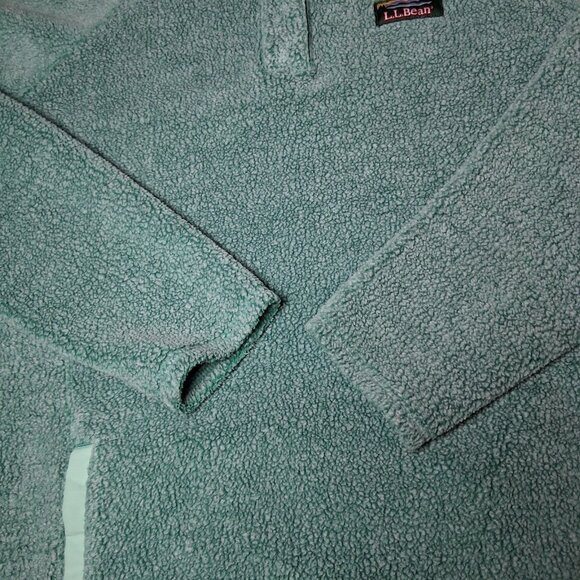 LL Bean Fleece Jacket Women S Green Tumbled Sherpa 1/4 Snap Up Gorpcore Outdoors - Picture 11 of 12